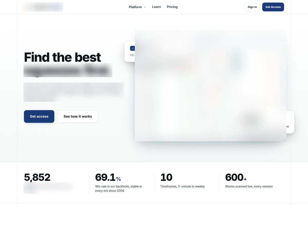 Homepage we built for a finance platform